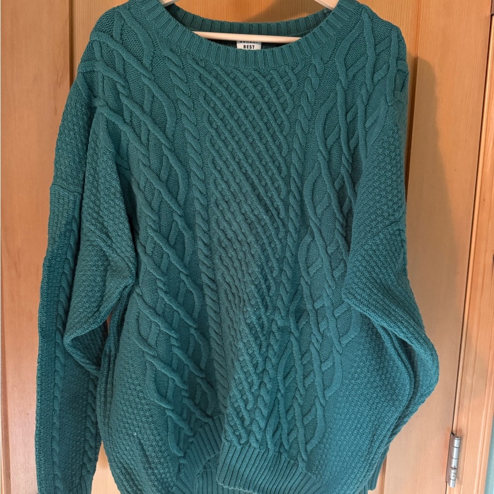 Sunday Best Green Peggy Cable Knit Sweater
